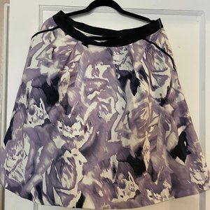 Ellen Tracy Lavender & White Print Pleated A-Line Skirt